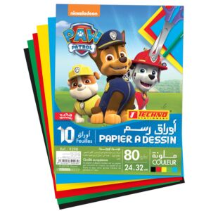 PAPIER A DESSIN COULEURS PAQUET 10 FEUILLES 24cmx32cm 80g "TECHNO" REF: 9298