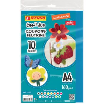 COUPONS FEUTRINE SOUPLE A4 160g PAQUET DE 10 COUPONS "TECHNO"