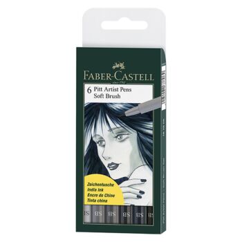 ENSEMBLE PITT ARTIST PEN SOFT BRUSH BOITE DE 6 "FABER CASTELL" REF: 167806