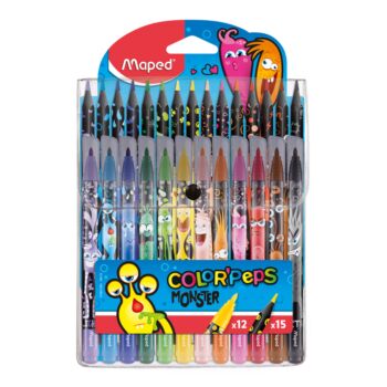 FEUTRES MONSTER 12 PCS + CRAYONS MONSTER 15 PCS "MAPED" REF: 984718