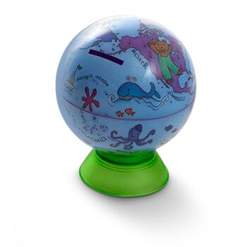 MINI GLOBE BABY BANK DIAM 11cm EN ANGLAIS "TECNODIDATTICA" REF: XXXX0093