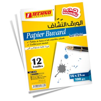 PAPIER BUVARD 16x21cm 100g PAQUET DE 12 FEUILLES "TECHNO" REF: 9338