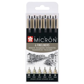 SET DE 6 FINELINERS PIGMA MICRON NOIR "SAKURA" REF: POXSDK6