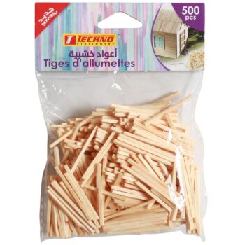 TIGES D'ALLUMETTES 2mmx42mmx2mm PAQUET DE 500 PIECES "TECHNO"